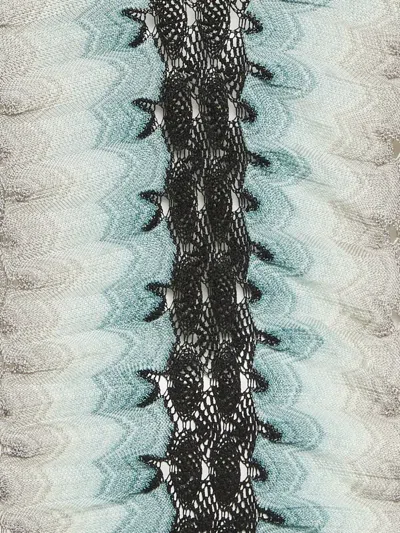 Pre-owned Missoni Midi Pointelle Ruched Dress In Blue