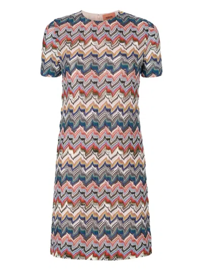 Missoni Short Dress With Half Sleeves In Embroidered Lace In Multi