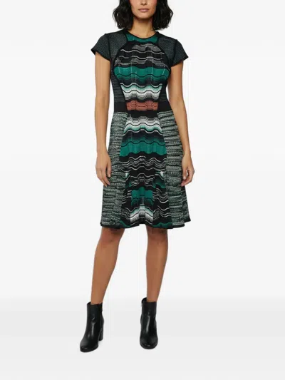 Pre-owned Missoni Midi Zig Zag Knit Dress In Black