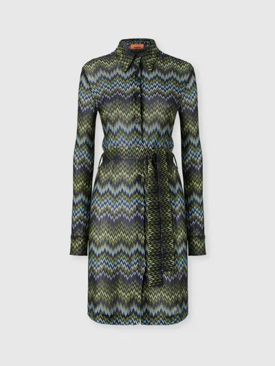 Missoni Midi-hemdkleid Aus Viskose In Green