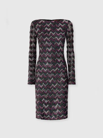 Missoni Midi Dress With Boat Neck In Multi