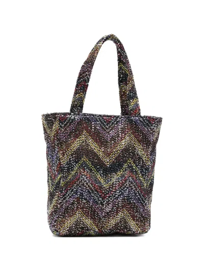 Missoni Mini Caperdoni Sequin Chevron Tote Bag In Black