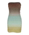 Missoni Multicolor Off-shoulder Mini Dress With All-over Lamé Motif In Green