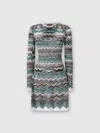 Missoni Mini Dress In English Rib Knit With Flame Pattern In Gray