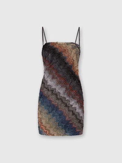 Missoni Mini Dress In Raschel Fabric In Gray
