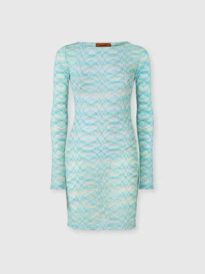 Missoni Shaded Viscose Lamé Mini Dress In Blue