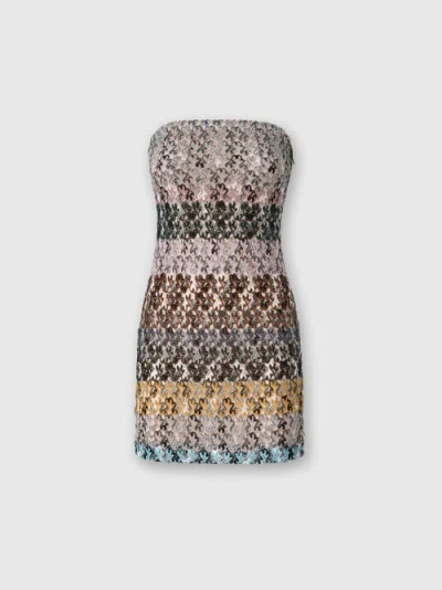 MISSONI MISSONI MINI DRESS IN STRIPED EMBROIDERED LACE