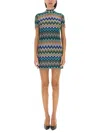 Missoni Zigzag-pattern Mini Dress In Gold