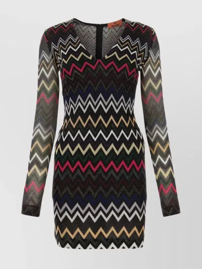 MISSONI MINI DRESS WITH EMBROIDERED VISCOSE BLEND