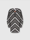Missoni Black Chevron Viscose Mini Dress With Oversized Sleeves In Black & White