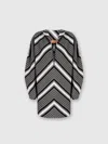Missoni Black Chevron Viscose Mini Dress With Oversized Sleeves In Black,white