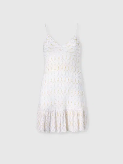 Missoni Mini Dress With Ruffles In Zig Zag Lace In Multi