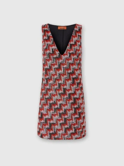 Missoni Mini Dress With V-neck And Embroidered Lace In Pink