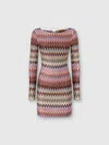 Missoni Metallic Zigzag Long Sleeve Knit Minidress In Multi