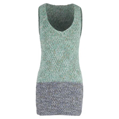 Missoni Mini Knitted V-neck Sleeveless Dress In Multicolor Wool