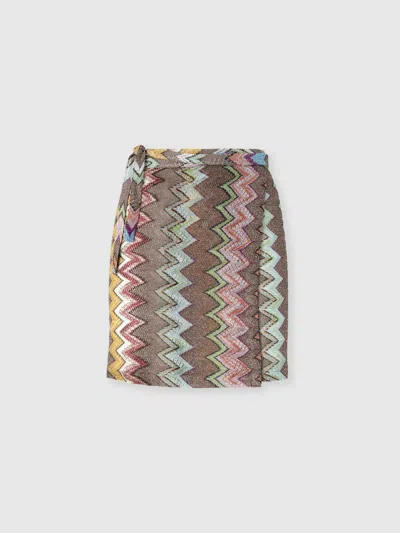 Missoni Mini-pareorock Aus Lamé-viskose Mit Grossem Zickzack-muster In Multi