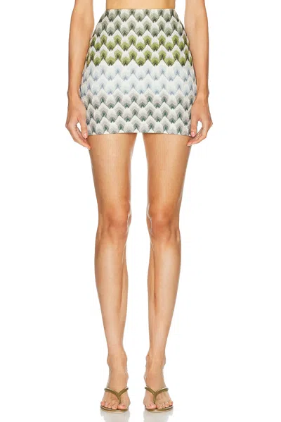 Missoni Mini Skirt In Green & Light Blue With White Base
