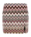 Missoni Pink Mini Skirt With Zig Zag Motif In Cotton And Viscose Blend Woman In Multicolor