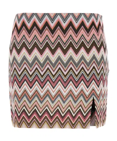 MISSONI MISSONI ZIGZAG WOVEN FRONT SLIT MINI SKIRT
