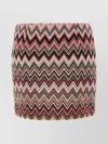 Missoni Pink Mini Skirt With Zig Zag Motif In Cotton And Viscose Blend Woman