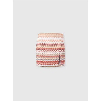 Missoni Minirock Mit Lamé-zickzackmuster Und Schlitz In Multicoloured