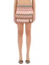 Missoni Zig Zag Cotton And Viscose Mini Skirt With Slit In Multicolor