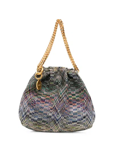 Missoni Mini Stereo Flame Drawstring Tote Bag In Gray