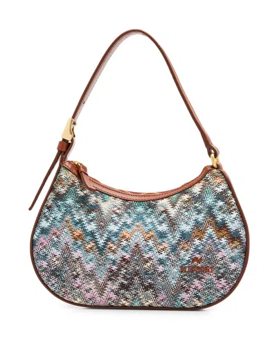 Missoni Mini Zigzag Cotton Canvas Hobo Shoulder Bag In Multi