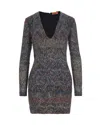 Missoni Fitted Mini Dress With Multicolored Zigzag