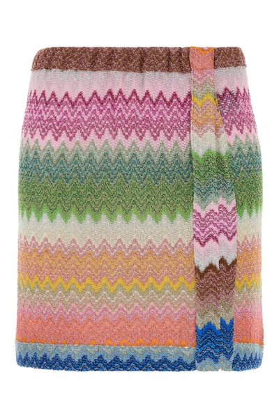 Missoni Embroidered Viscose Blend Mini Skirt Zigzag In Multi