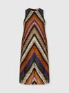 Missoni Crew Neck Mini Dress In Perforated Tulle Lace In Multi