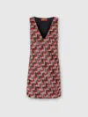 Missoni Mini Dress With V-neck And Embroidered Lace In Red