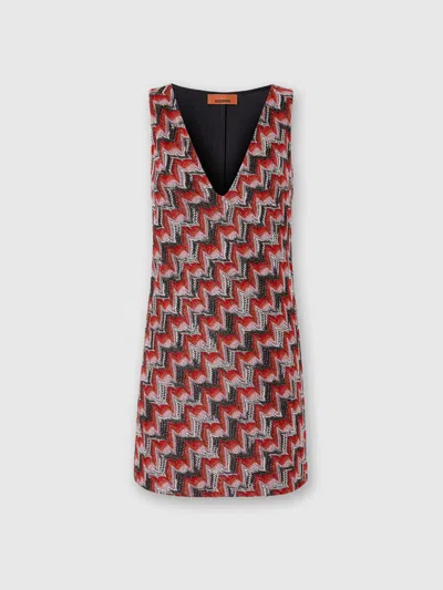 Missoni Mini Dress With V-neck And Embroidered Lace In Multi
