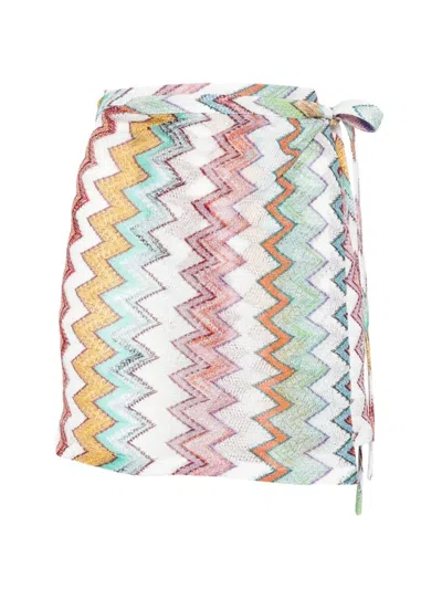 Missoni Striped Metallic Crochet-knit Mini Skirt In Multi