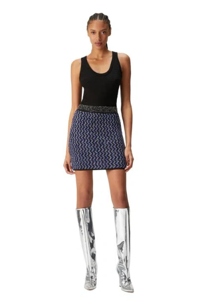 Missoni Miniskirt With Lamé Embossed Zigzag In Black/blue