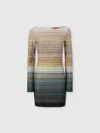 Missoni Mini Boat-neck Dress With Staggered Knit In Blue