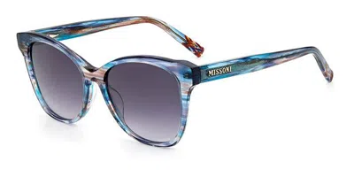 Missoni Mis 0007/s 38i/9o Women's Sunglasses Blue Size 54 In Transparent Striped Blue