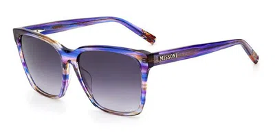 Missoni Mis 0008/s V43/9o Women's Sunglasses Purple Size 56 In Transparent Striped Purple