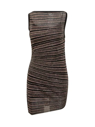 Missoni Fitted Mini Dress With Multicolored Sequin Embellishments In Black
