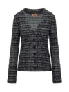 Missoni Knitted Cardigan With Lurex Trim In Gray