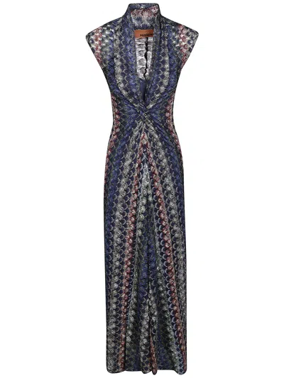 Missoni Gathered Striped Crochet-knit Maxi Dress In Multi