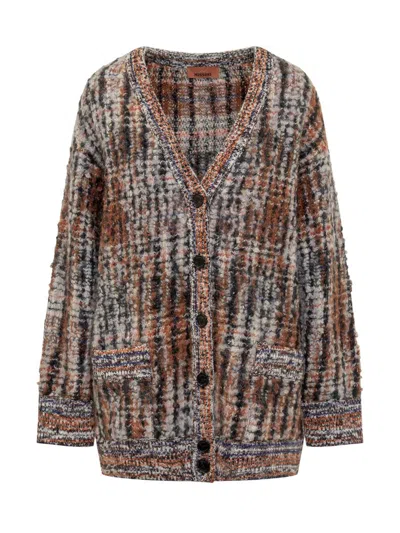 Missoni Patterned Wool Long Cardigan In Multi