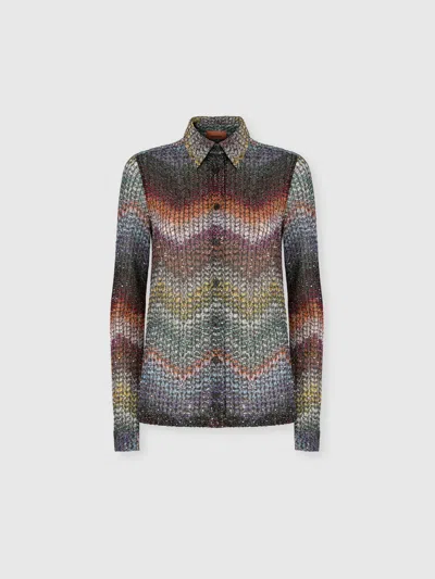 Missoni Mixed Viscose Lamé Shirt With Sequins In Multi