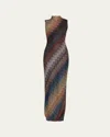 Missoni Mock-neck Metallic Zigzag Sleeveless Maxi Dress In Multi