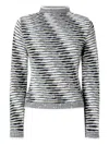 Missoni Mock Neck Sweater With Flame Pattern In Gray