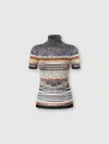 Missoni Mock Neck Sweater In Striped Knit In Multi