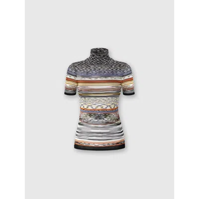 MISSONI MISSONI MOCK NECK SWEATER IN STRIPED KNIT