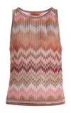 Missoni Sleeveless Top In Viscose Chevron With Snake Motif In Multi