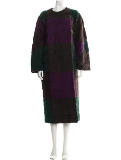 Pre-owned Missoni Mohair Colorblock Pattern Coat In Multi
