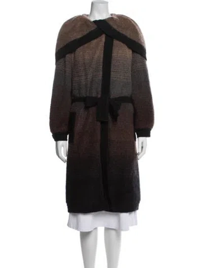 Pre-owned Missoni Mohair Patterned Coat In Brown